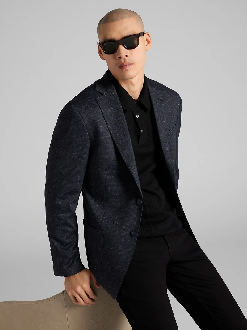 Modern Fit Plaid Knit Sport Coat