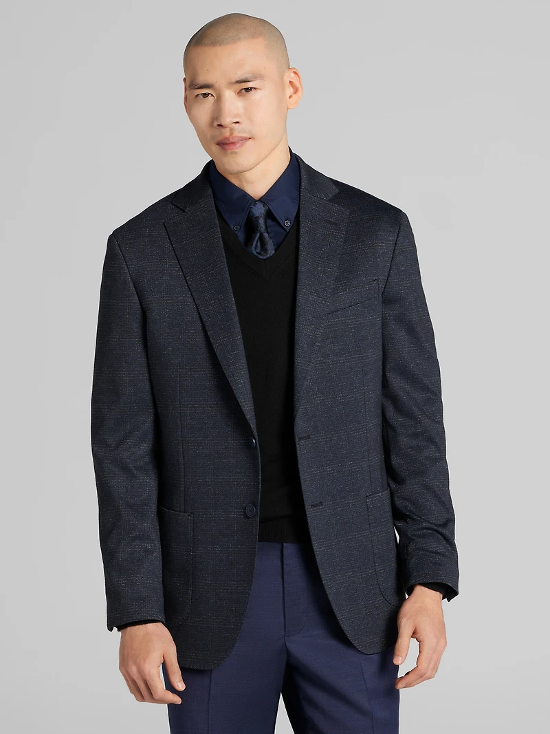 Modern Fit Plaid Knit Sport Coat