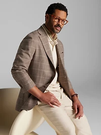 Modern Fit Windowpane Plaid Sport Coat