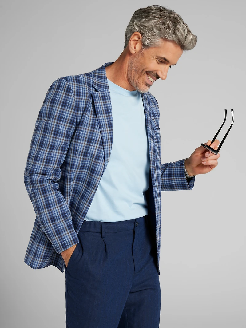 Modern Fit Tweed Plaid Sport Coat