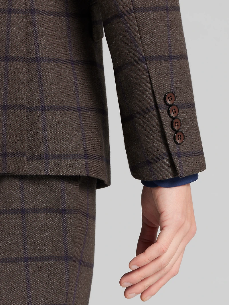 Slim Fit Windowpane Plaid Suit Jacket