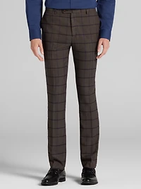 Slim Fit Windowpane Plaid Suit Pants
