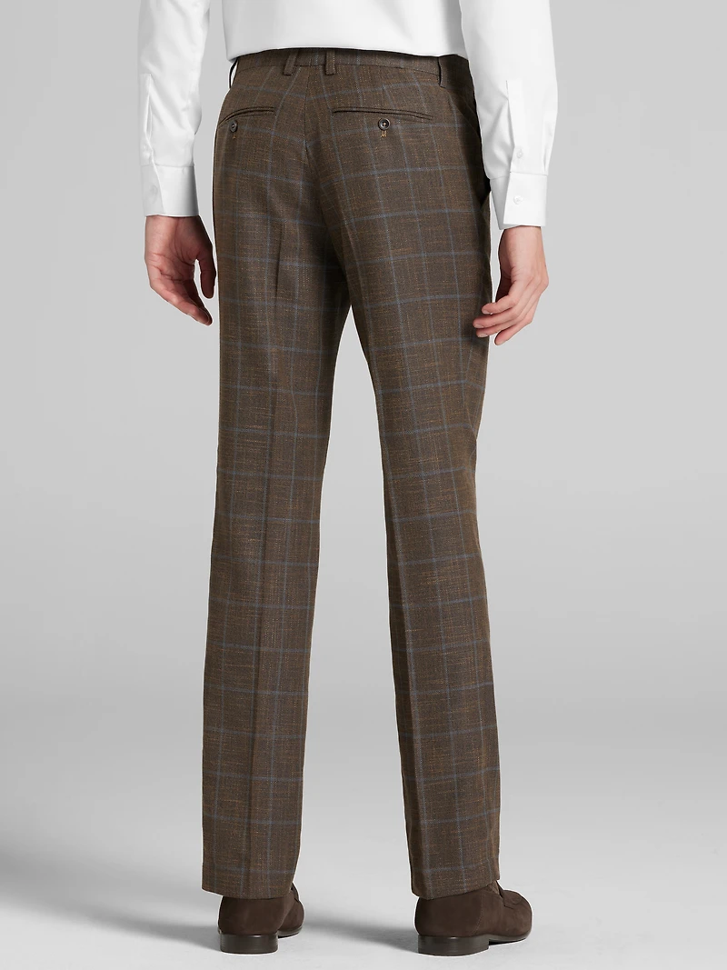 Slim Fit Plaid Suit Pants