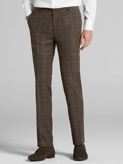 Slim Fit Plaid Suit Pants