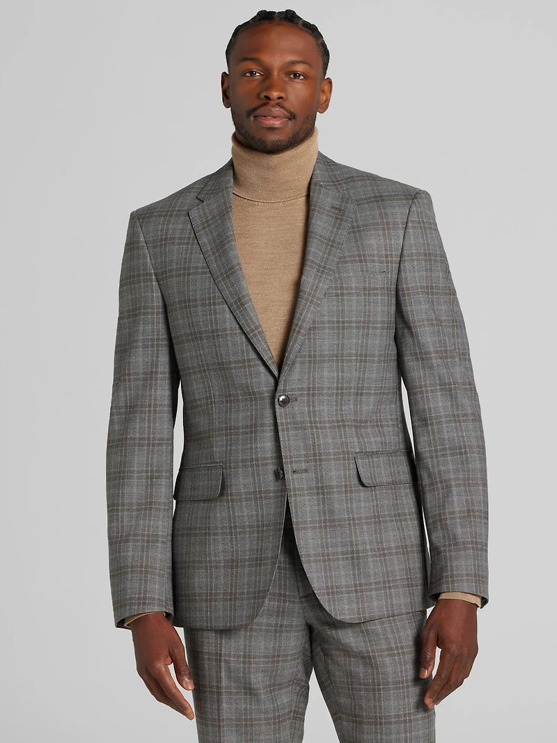 Classic Fit Plaid Suit Jacket