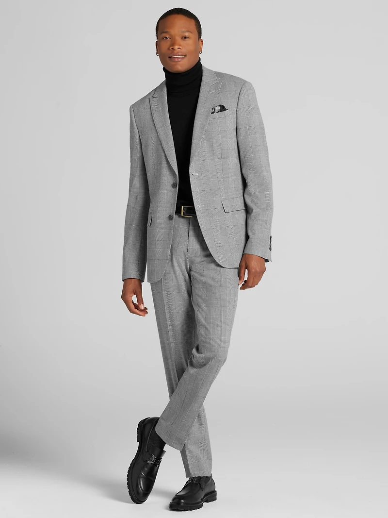 Skinny Fit Plaid Suit Jacket