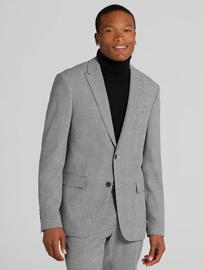 Skinny Fit Plaid Suit Jacket