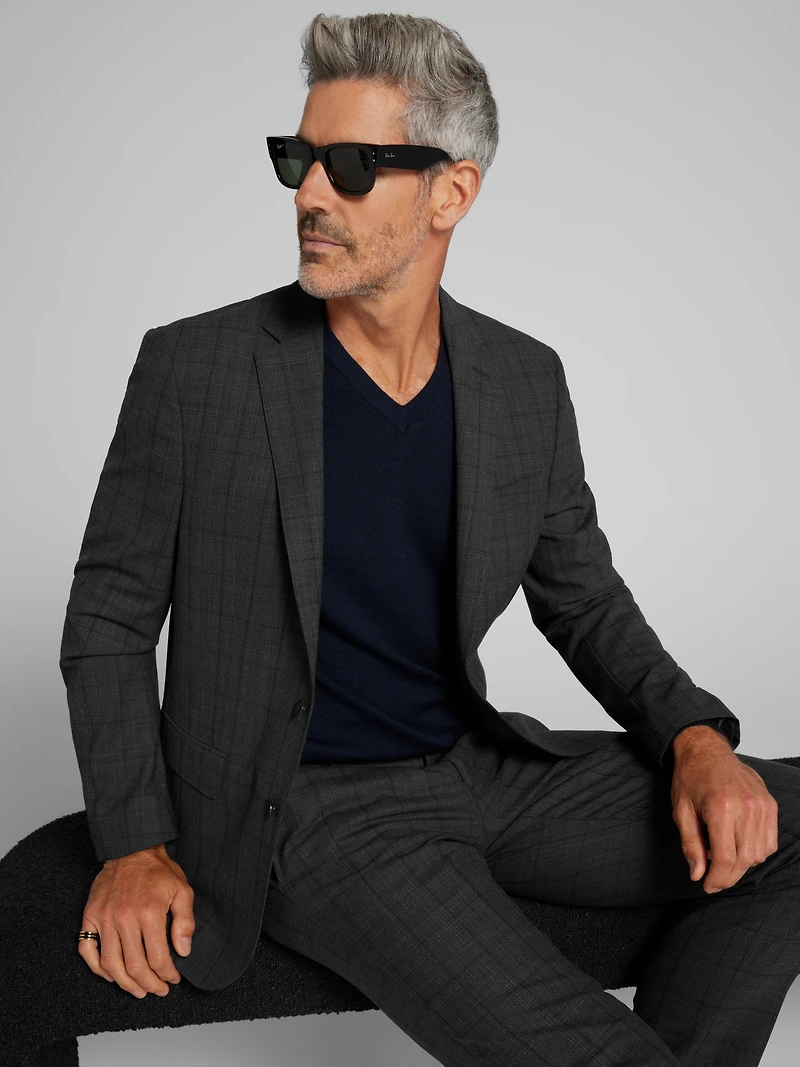 Slim Fit Windowpane Suit