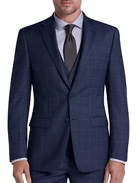 Slim Fit Wool Blend Windowpane 3-Piece Suit