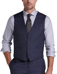 Slim Fit Wool Blend Windowpane 3-Piece Suit