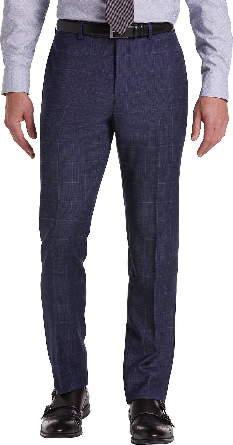 Slim Fit Wool Blend Windowpane 3-Piece Suit