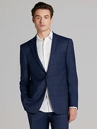 Slim Fit Wool Blend Windowpane 3-Piece Suit
