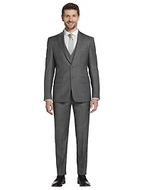 Slim Fit Wool Blend Windowpane 3-Piece Suit