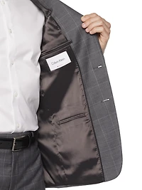 Slim Fit Wool Blend Windowpane 3-Piece Suit