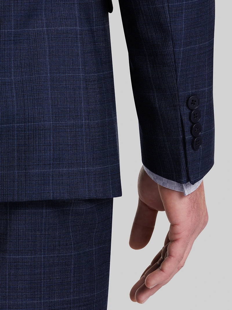 Slim Fit Wool Blend Windowpane Suit