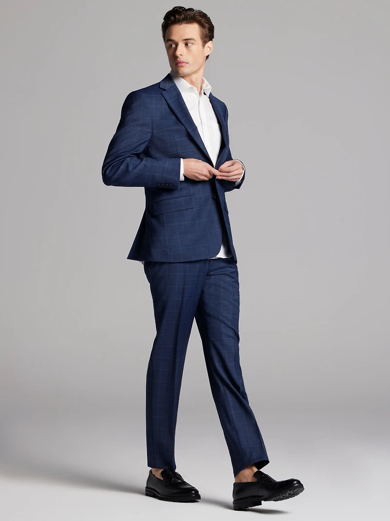 Slim Fit Wool Blend Windowpane Suit