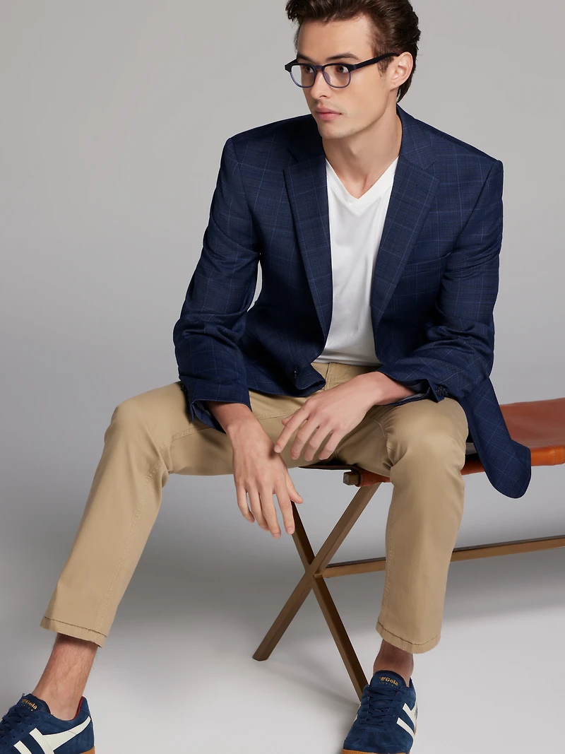 Slim Fit Wool Blend Windowpane Suit