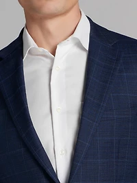 Slim Fit Wool Blend Windowpane Suit