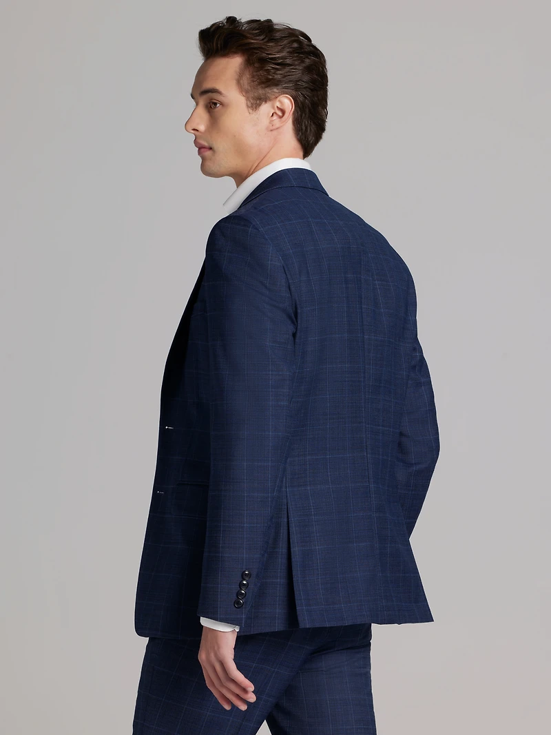 Slim Fit Wool Blend Windowpane Suit