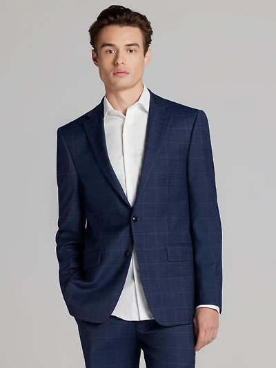 Slim Fit Wool Blend Windowpane Suit