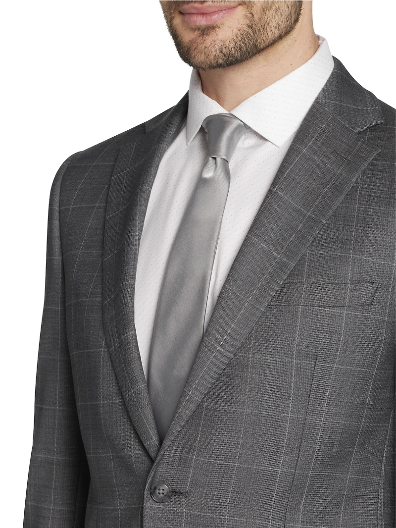 Slim Fit Wool Blend Windowpane Suit