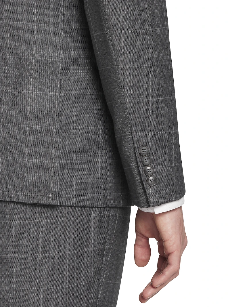 Slim Fit Wool Blend Windowpane Suit