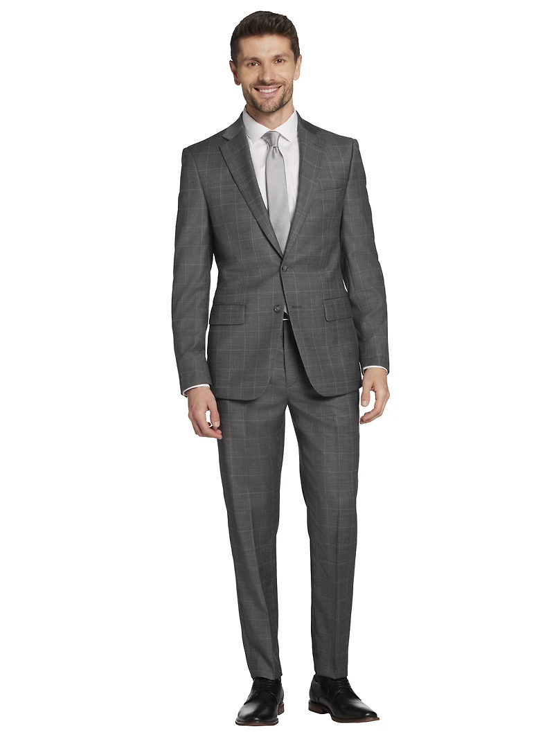 Slim Fit Wool Blend Windowpane Suit
