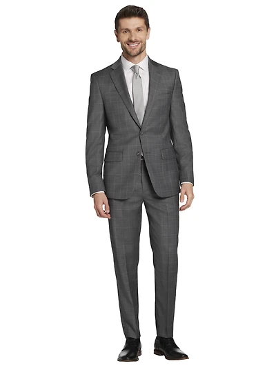 Slim Fit Wool Blend Windowpane Suit