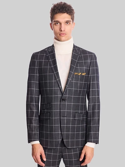 Slim Fit Windowpane Plaid Jacket