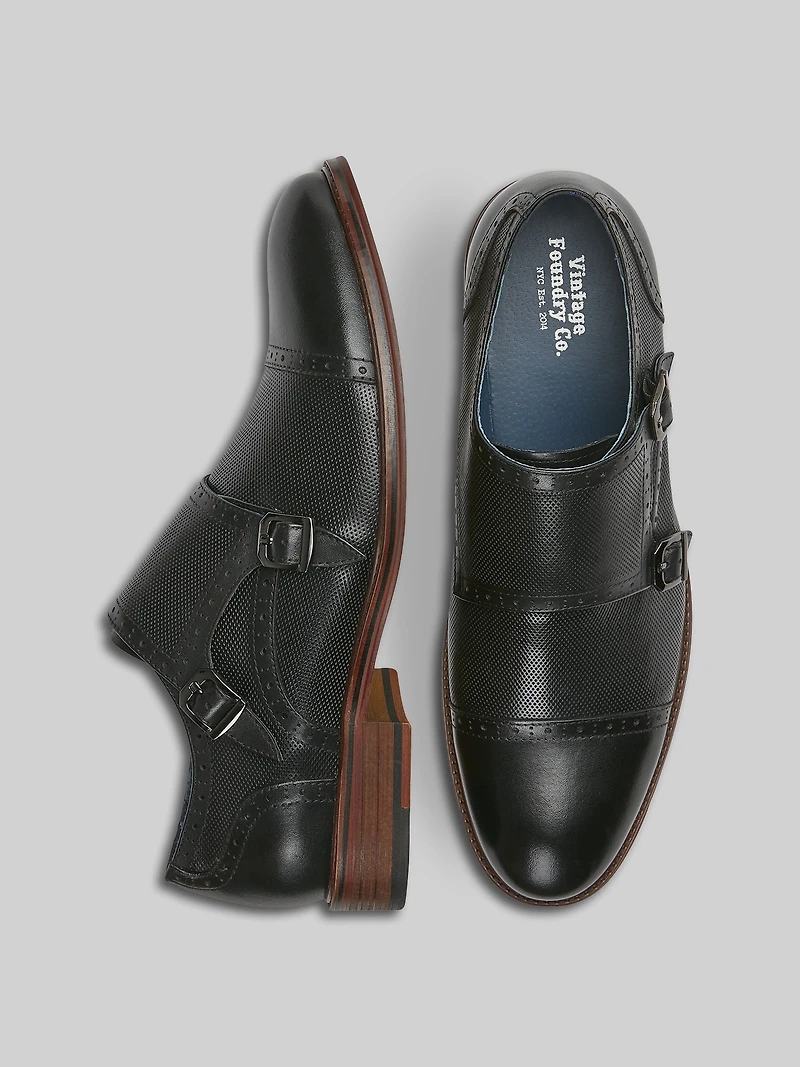Morgan Leather Monk Strap Cap Toe Oxfords