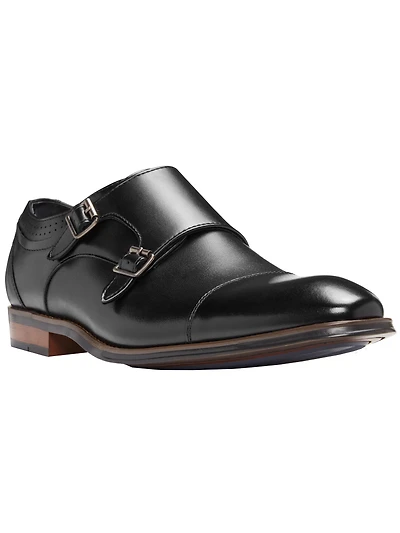Bayne Leather Cap Toe Double Monk Strap Dress Shoes