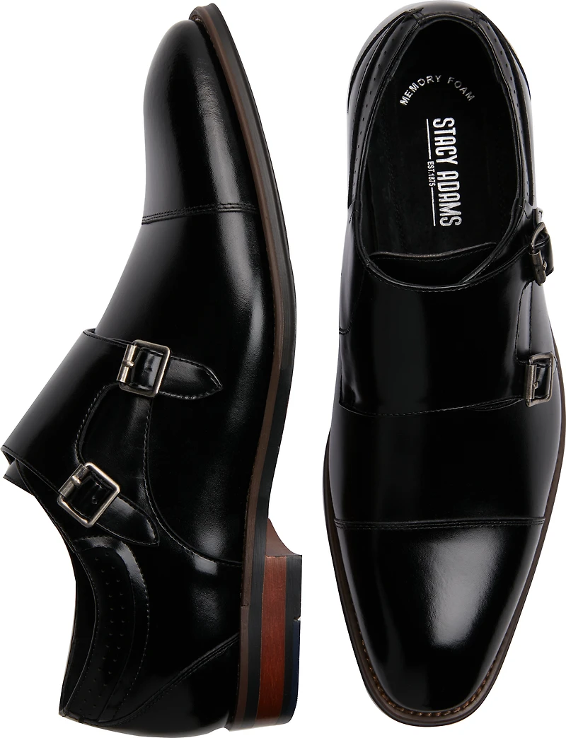 Bayne Leather Cap Toe Double Monk Strap Dress Shoes