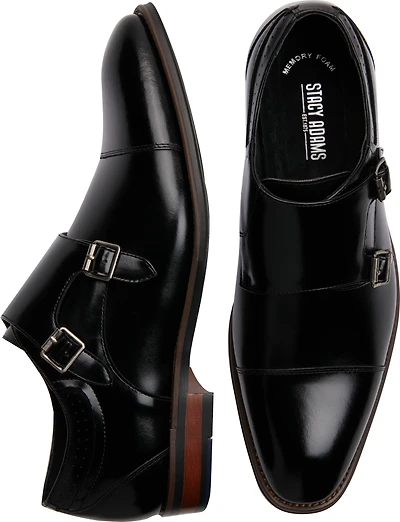 Bayne Leather Cap Toe Double Monk Strap Dress Shoes