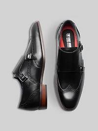 Karson Leather Wingtip Monk Strap Dress Shoes