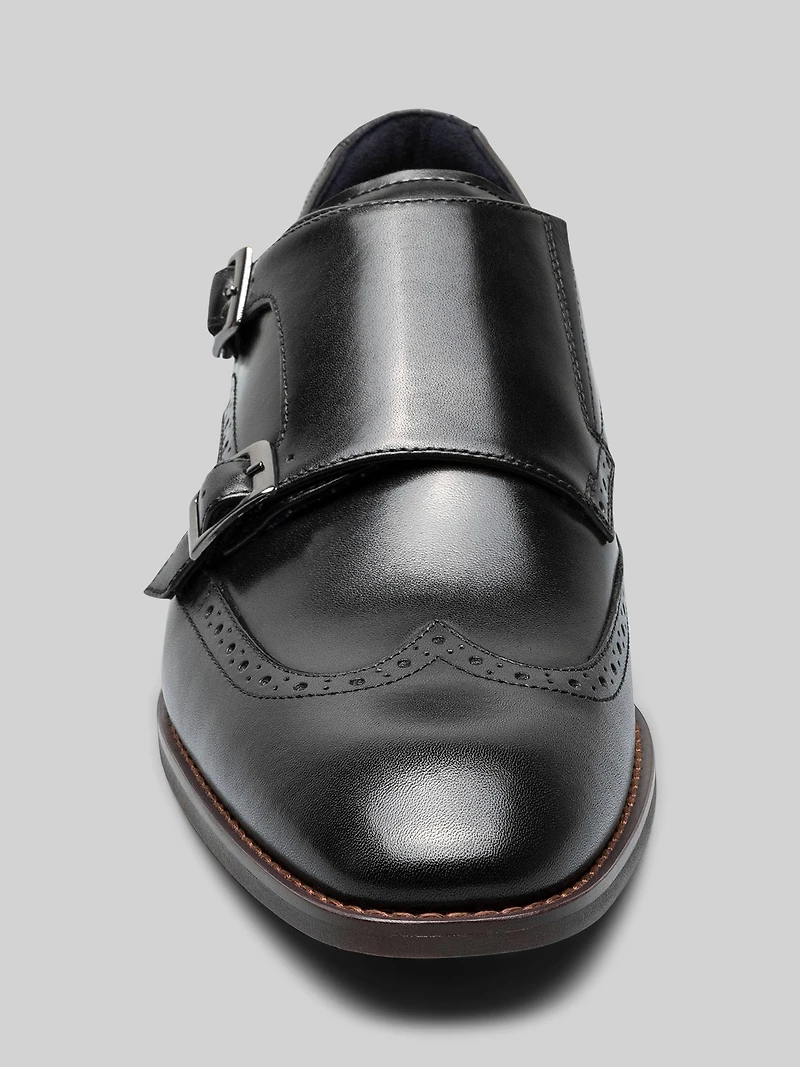 Karson Leather Wingtip Monk Strap Dress Shoes