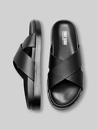 Montel Criss-Cross Strap Slide Sandals