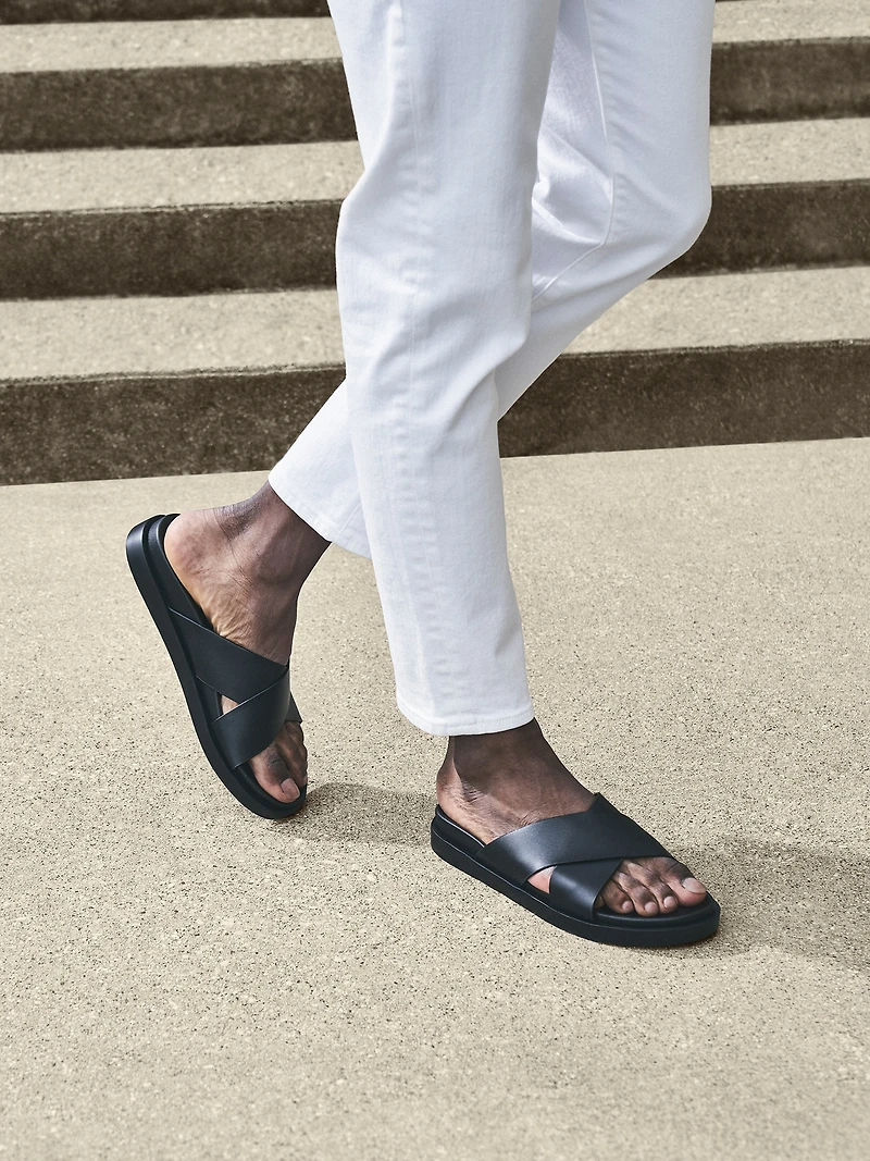 Montel Criss-Cross Strap Slide Sandals