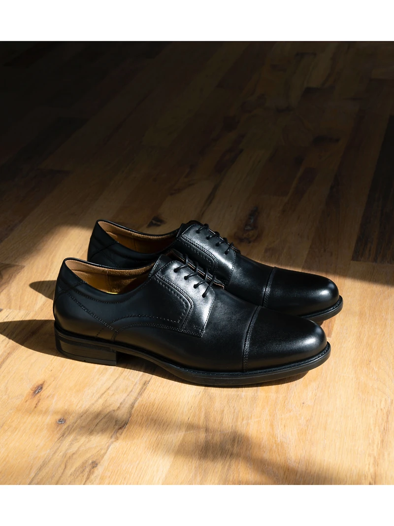 Finance Leather Cap Toe Lace-up Oxfords