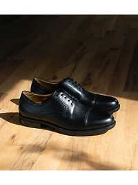 Finance Leather Cap Toe Lace-up Oxfords