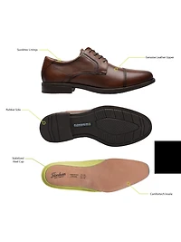 Finance Leather Cap Toe Lace-up Oxfords