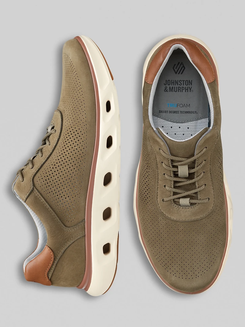 Reactivate U-Throat Nubuck Leather Lace-Up Sneakers