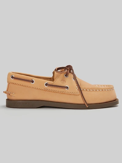 Boys Leather Moc Toe Boat Shoes