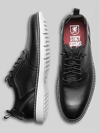 Sync Leather Plain Toe Elastic Lace-Up Shoes