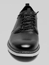 Sync Leather Plain Toe Elastic Lace-Up Shoes