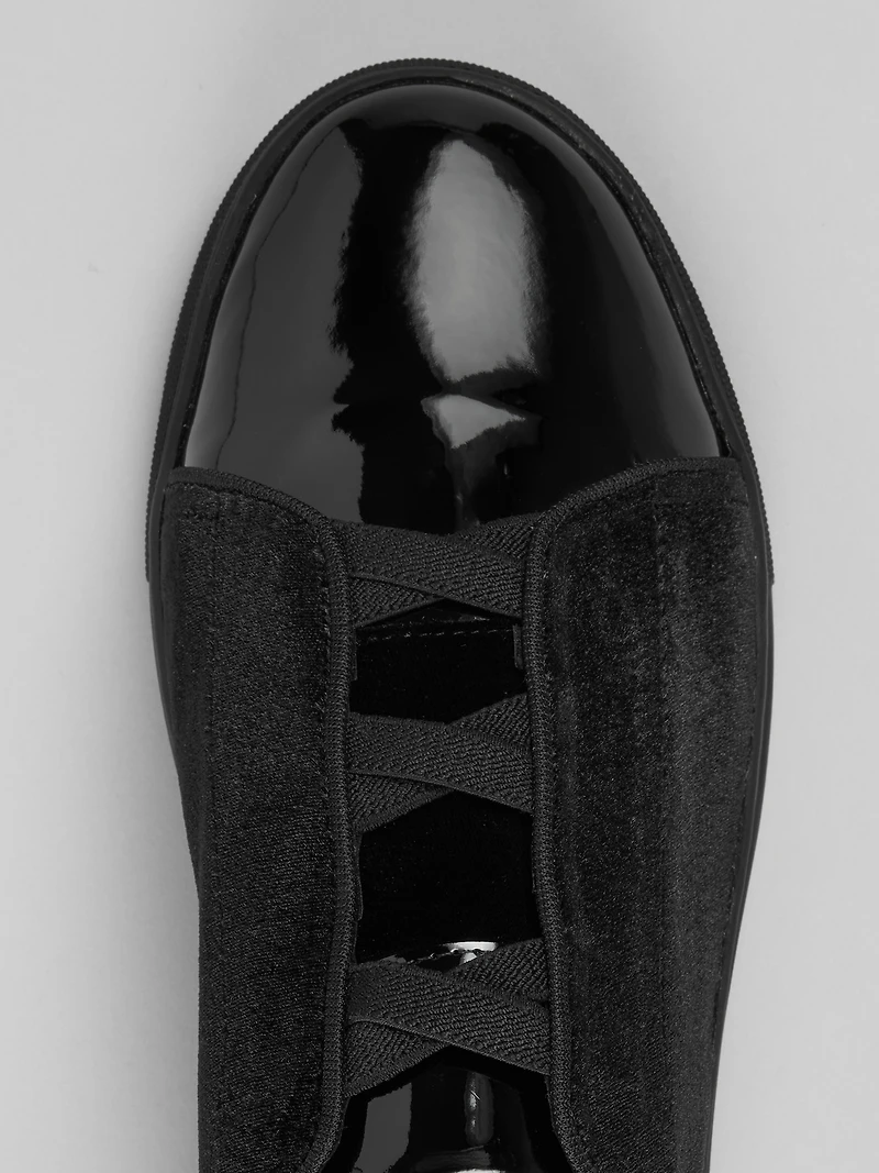 Silvano Velvet and Patent Leather Formal Sneakers