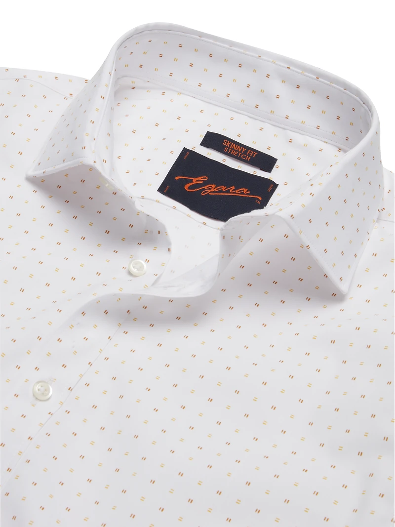 Skinny Fit Square Pattern Dress Shirt