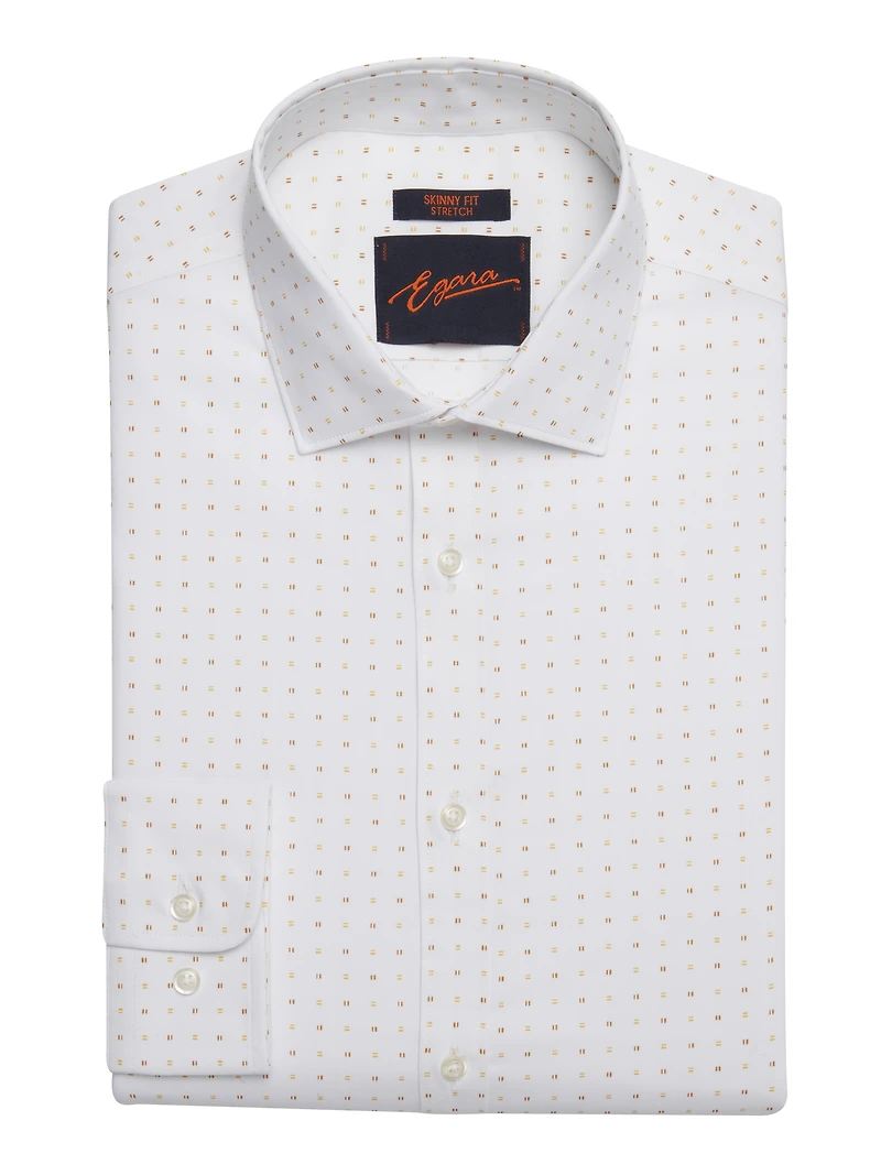 Skinny Fit Square Pattern Dress Shirt