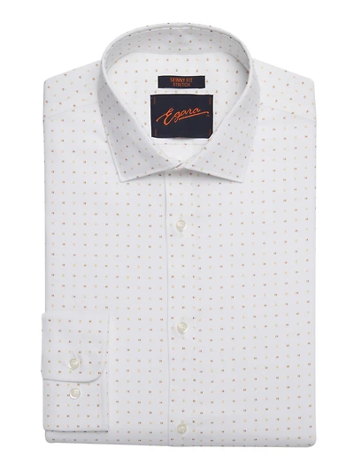 Skinny Fit Square Pattern Dress Shirt