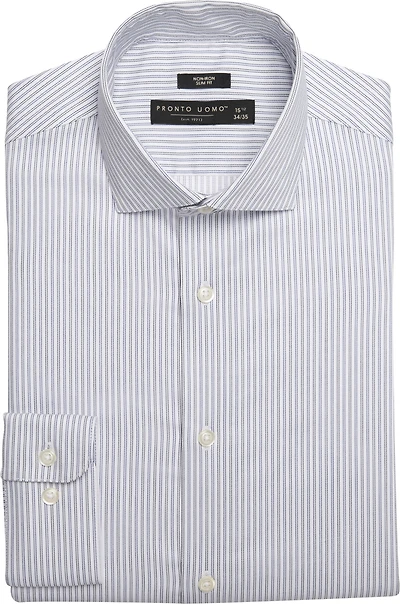 Slim Fit Stripe Spread Collar Dress Shirt