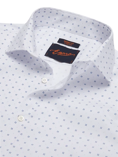 Skinny Fit Tonal Squares Dress Shirt